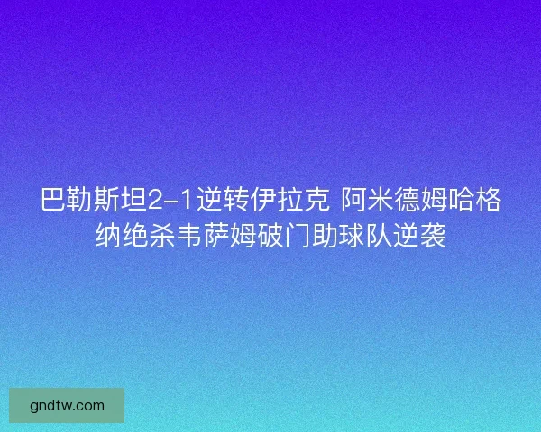 巴勒斯坦2-1逆转伊拉克 阿米德姆哈格纳绝杀韦萨姆破门助球队逆袭